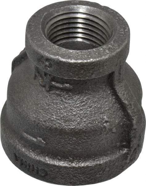 B&K Mueller - Size 1 x 1/2", Class 150, Malleable Iron Black Pipe Reducing Coupling - 150 psi, Threaded End Connection - Apex Tool & Supply