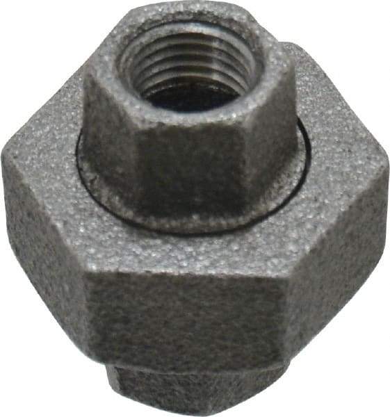 Value Collection - Size 1/4", Class 150, Malleable Iron Black Pipe Union - 150 psi, Threaded End Connection - Apex Tool & Supply