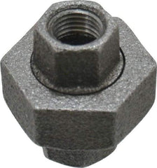 Value Collection - Size 1/4", Class 150, Malleable Iron Black Pipe Union - 150 psi, Threaded End Connection - Apex Tool & Supply