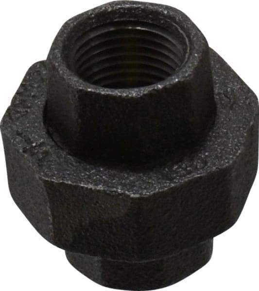 Value Collection - Size 1/2", Class 150, Malleable Iron Black Pipe Union - 150 psi, Threaded End Connection - Apex Tool & Supply