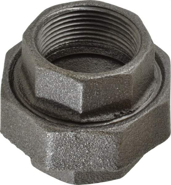 Value Collection - Size 1-1/4", Class 150, Malleable Iron Black Pipe Union - 150 psi, Threaded End Connection - Apex Tool & Supply