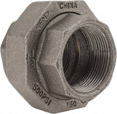 Value Collection - Size 1-1/2", Class 150, Malleable Iron Black Pipe Union - 150 psi, Threaded End Connection - Apex Tool & Supply