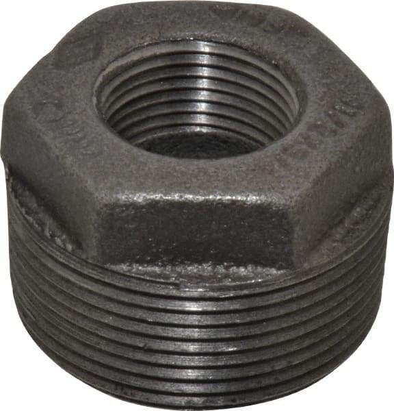 B&K Mueller - Size 1-1/2 x 3/4", Class 150, Malleable Iron Black Pipe Hex Bushing - 150 psi, Threaded End Connection - Apex Tool & Supply