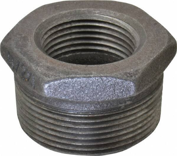 B&K Mueller - Size 1-1/2 x 1", Class 150, Malleable Iron Black Pipe Hex Bushing - 150 psi, Threaded End Connection - Apex Tool & Supply