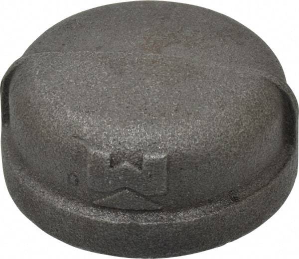 B&K Mueller - Size 2", Class 150, Malleable Iron Black Pipe End Cap - 150 psi, Threaded End Connection - Apex Tool & Supply