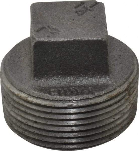 B&K Mueller - Size 1-1/4", Class 150, Malleable Iron Black Pipe Square Plug - 150 psi, Threaded End Connection - Apex Tool & Supply