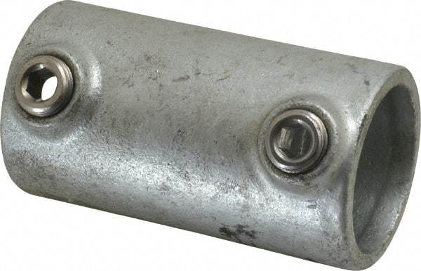 PRO-SAFE - 1-1/4" Pipe, Malleable Iron Straight Coupling Pipe Rail Fitting - Galvanized Finish - Apex Tool & Supply