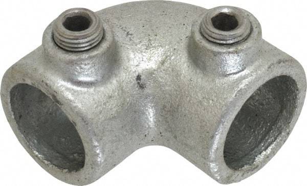 PRO-SAFE - 3/4" Pipe, 90° Elbow, Malleable Iron Elbow Pipe Rail Fitting - Galvanized Finish - Apex Tool & Supply