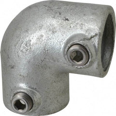 PRO-SAFE - 1-1/4" Pipe, 90° Elbow, Malleable Iron Elbow Pipe Rail Fitting - Galvanized Finish - Apex Tool & Supply