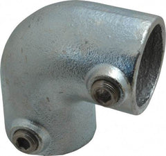 PRO-SAFE - 1-1/2" Pipe, 90° Elbow, Malleable Iron Elbow Pipe Rail Fitting - Galvanized Finish - Apex Tool & Supply