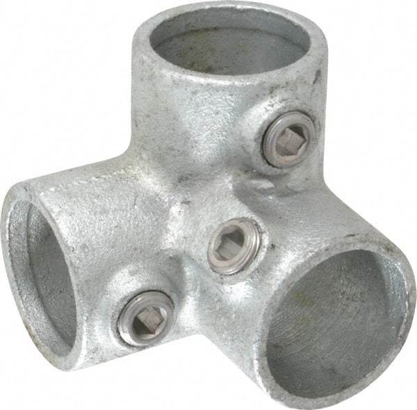 PRO-SAFE - 1-1/4" Pipe, 90° Side Outlet Elbow, Malleable Iron Elbow Pipe Rail Fitting - Galvanized Finish - Apex Tool & Supply