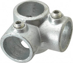 PRO-SAFE - 1" Pipe, Two Socket Tee, Malleable Iron Tee Pipe Rail Fitting - Galvanized Finish - Apex Tool & Supply