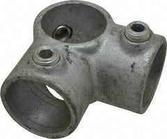 PRO-SAFE - 1-1/4" Pipe, Two Socket Tee, Malleable Iron Tee Pipe Rail Fitting - Galvanized Finish - Apex Tool & Supply