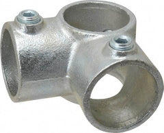 PRO-SAFE - 1-1/2" Pipe, Two Socket Tee, Malleable Iron Tee Pipe Rail Fitting - Galvanized Finish - Apex Tool & Supply