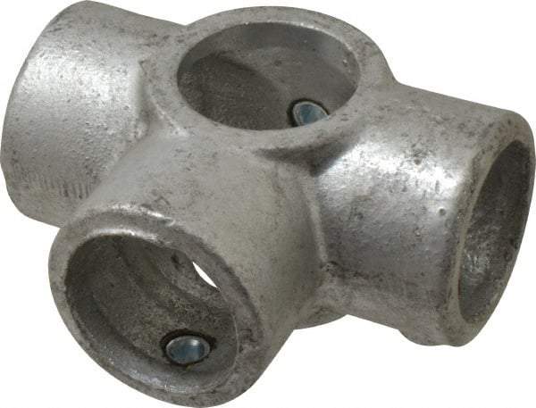PRO-SAFE - 1-1/4" Pipe, Side Outlet Tee, Malleable Iron Tee Pipe Rail Fitting - Galvanized Finish - Apex Tool & Supply