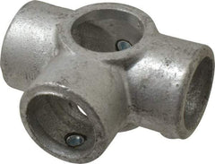 PRO-SAFE - 1-1/4" Pipe, Side Outlet Tee, Malleable Iron Tee Pipe Rail Fitting - Galvanized Finish - Apex Tool & Supply