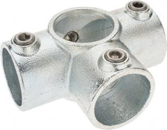 PRO-SAFE - 1-1/2" Pipe, Side Outlet Tee, Malleable Iron Tee Pipe Rail Fitting - Galvanized Finish - Apex Tool & Supply