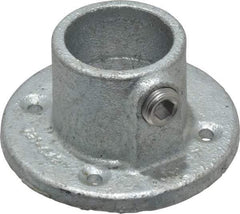 PRO-SAFE - 1-1/4" Pipe, Medium Flange, Malleable Iron Flange Pipe Rail Fitting - Galvanized Finish - Apex Tool & Supply