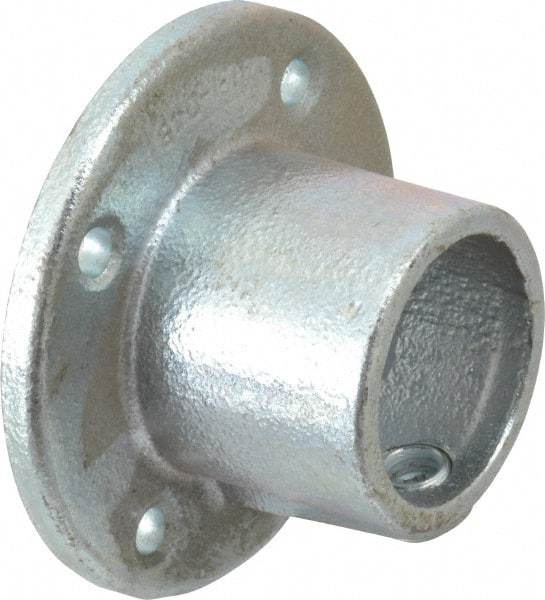 PRO-SAFE - 1-1/2" Pipe, Medium Flange, Malleable Iron Flange Pipe Rail Fitting - Galvanized Finish - Apex Tool & Supply