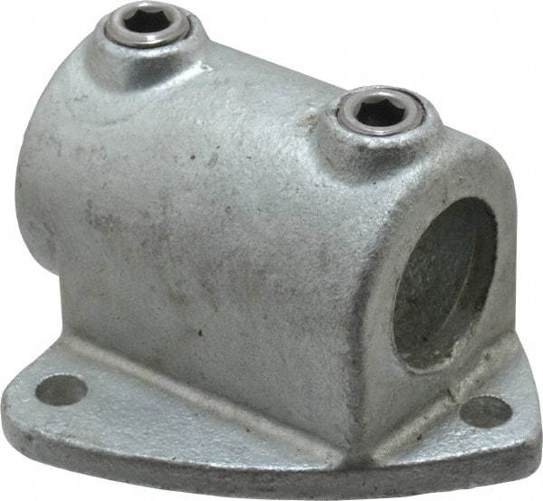 PRO-SAFE - 1-1/4" Pipe, Two Socket Tee, Wall Mount Flange, Malleable Iron Flange Pipe Rail Fitting - Galvanized Finish - Apex Tool & Supply