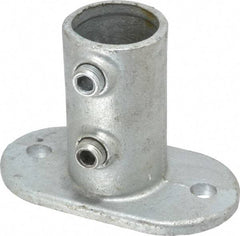 PRO-SAFE - 1-1/4" Pipe, Railing Flange, Malleable Iron Flange Pipe Rail Fitting - Galvanized Finish - Apex Tool & Supply