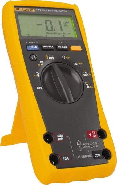 Fluke - 179 ESFP, CAT IV, CAT III, 1,000 VAC/VDC, Digital True RMS Auto Ranging Manual Ranging Multimeter - 50 mOhm, Measures Voltage, Capacitance, Current, Resistance - Apex Tool & Supply