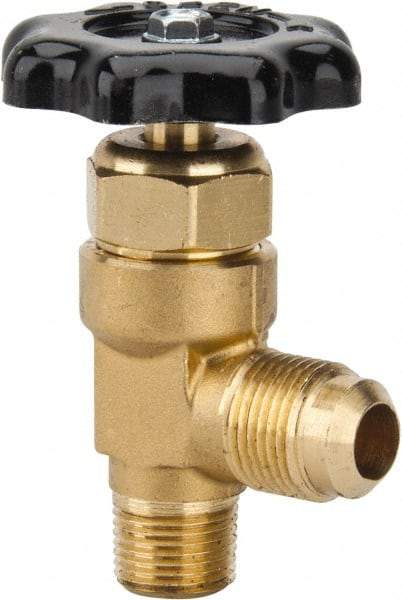 Parker - Flare x MNPTF End Connection Brass Truck Valve - 3.07" OAL, 1/2 x 3/8" Pipe - Apex Tool & Supply