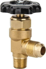Parker - Flare x MNPTF End Connection Brass Truck Valve - 3.07" OAL, 1/2 x 3/8" Pipe - Apex Tool & Supply