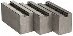 Abbott Workholding Products - 1.5mm x 60° Serrated Attachment, Square Soft Lathe Chuck Jaw - 3 Jaws, Aluminum, 63/64" Btw Mount Hole Ctrs, 4" Long x 1-1/2" Wide x 2" High, 0.5512" Groove, 0.4724" & 12mm Fastener - Apex Tool & Supply
