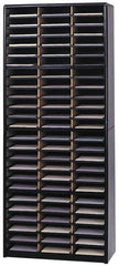 Safco - 32-1/4" Wide x 75" High x 13-1/2" Deep Steel Document Organizer - 72 Compartments, Black, 9-3/4" Wide x 2-1/2" High x 12-1/2" Deep Compartment - Apex Tool & Supply