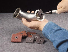 Made in USA - 100 Grit, Fine Grade, Aluminum Oxide Square Pad - 3" Long x 1/2" Wide x 1/2" Thick, Cloth Backed, X Backing Weight, 18 Ply, 15,000 Max RPM - Apex Tool & Supply