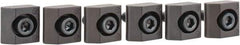 Mitee-Bite - 1/4-20 Screw Thread, 3/4" Wide x 0.15" High, Serrated Steel Standard Style Screw Mount Toe Clamp - 3,600 Lb Holding Force, 174" Lb Torque, 14.5 Lb Ft Torque, 0.57" Long Extension, 0.024" Throw, 6 Clamps in Package - Apex Tool & Supply