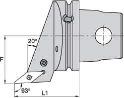 Kennametal - Left Hand Cut, Size KM63, VB.. Insert Compatiblity, Internal Modular Turning & Profiling Cutting Unit Head - 43mm Ctr to Cutting Edge, 60mm Head Length, Through Coolant, Series Screw-On - Apex Tool & Supply