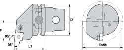 Kennametal - Right Hand Cut, Size KM63, CN.. Insert Compatiblity, Internal Modular Turning & Profiling Cutting Unit Head - 43mm Ctr to Cutting Edge, 60mm Head Length, Through Coolant, Series Kenlever - Apex Tool & Supply