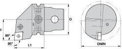 Kennametal - Right Hand Cut, Size KM63, CN.. Insert Compatiblity, Internal Modular Turning & Profiling Cutting Unit Head - 43mm Ctr to Cutting Edge, 60mm Head Length, Through Coolant, Series Kenlever - Apex Tool & Supply