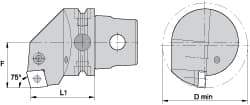 Kennametal - Right Hand Cut, Size KM63, CN.. Insert Compatiblity, Internal Modular Turning & Profiling Cutting Unit Head - 43mm Ctr to Cutting Edge, 60mm Head Length, Through Coolant, Series Kenlever - Apex Tool & Supply