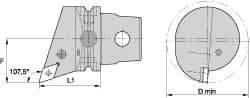 Kennametal - Right Hand Cut, Size KM63, DN.. Insert Compatiblity, Internal Modular Turning & Profiling Cutting Unit Head - 43mm Ctr to Cutting Edge, 60mm Head Length, Through Coolant, Series Kenlever - Apex Tool & Supply