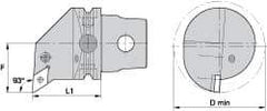 Kennametal - Right Hand Cut, Size KM63, DN.. Insert Compatiblity, Internal Modular Turning & Profiling Cutting Unit Head - 43mm Ctr to Cutting Edge, 60mm Head Length, Through Coolant, Series Kenlever - Apex Tool & Supply