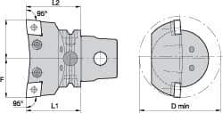 Kennametal - Right Hand Cut, Size KM63, CN.. Insert Compatiblity, Internal Modular Turning & Profiling Cutting Unit Head - 43mm Ctr to Cutting Edge, 60mm Head Length, Through Coolant, Series Kenlever - Apex Tool & Supply