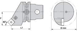 Kennametal - Left Hand Cut, Size KM63, SN.. Insert Compatiblity, Internal Modular Turning & Profiling Cutting Unit Head - 43mm Ctr to Cutting Edge, 72mm Head Length, Through Coolant, Series Kenlever - Apex Tool & Supply