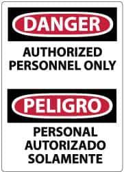NMC - Security & Admittance Label, Header: DANGER - Legend: Danger - Authorized Personnel Only, English & Spanish, Black, Red & White, 3" Long x 5" High, Sign Muscle Finish - Apex Tool & Supply