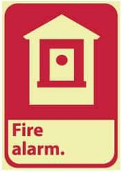 NMC - Fire Alarm, Plastic Fire Sign - 7" Wide x 10" High, Glow-in-the-Dark - Apex Tool & Supply