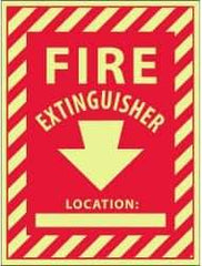 NMC - Fire Extinguisher Location: ____, Pressure Sensitive Vinyl Fire Sign - 9" Wide x 12" High, Glow-in-the-Dark - Apex Tool & Supply