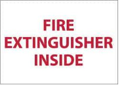 NMC - Fire Extinguisher Inside, Pressure Sensitive Vinyl Fire Sign - 9" Wide x 6" High, Glow-in-the-Dark - Apex Tool & Supply