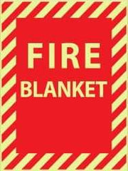 NMC - Fire Blanket, Plastic Fire Sign - 9" Wide x 12" High, Glow-in-the-Dark - Apex Tool & Supply
