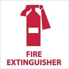 NMC - Fire Extinguisher, Pressure Sensitive Vinyl Fire Sign - 7" Wide x 7" High, Glow-in-the-Dark - Apex Tool & Supply