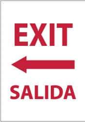 NMC - Exit, Pressure Sensitive Vinyl Exit Sign - 14" Wide x 20" High, English/Spanish - Apex Tool & Supply