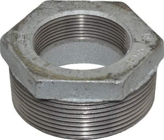 Made in USA - Class 150, 3 x 2" Galvanized Pipe Hex Bushing - Threaded, Malleable Iron - Apex Tool & Supply