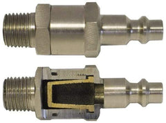 Coilhose Pneumatics - 1/4 Male NPT Tru-Flate Automotive Pneumatic Hose Connector - Brass Nickel Plated, 3/8" Body Diam - Apex Tool & Supply