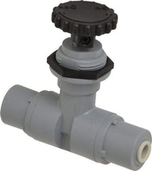 Specialty Mfr - 1/4" Pipe, Inline Needle Valve - EPDM Seal, Push To Connect x Push To Connect Ends, PVC Valve, 125 Max psi - Apex Tool & Supply